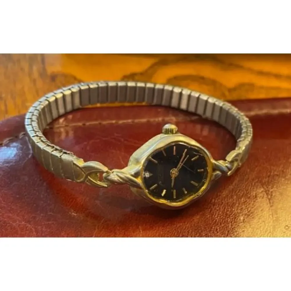 Women's VTG 18mm Gold tone Nelsonic Diamond Quartz Watch, ND301P,